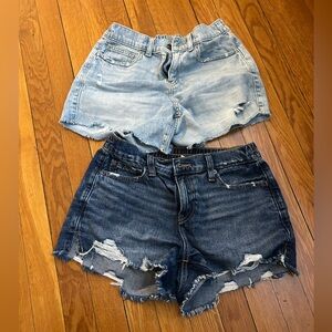 Aerie Denim Distressed Women Shorts - Light Blue and Dark Blue- XS